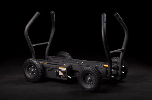 Torque Fitness Tank M4, push sled with curved frame and training handles on black background.