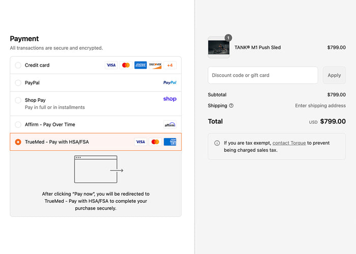 Step 1: Select TrueMed as Your Payment Method