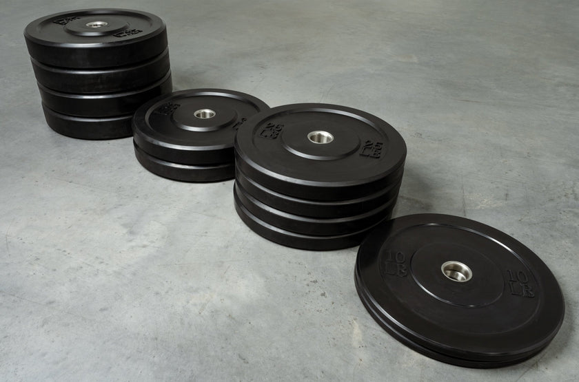 370 lb Black Bumper Plate Set