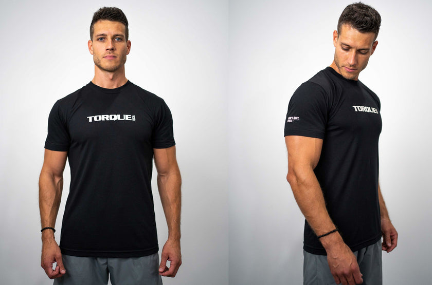 Man Wearing Black Torque Gym T-Shirt