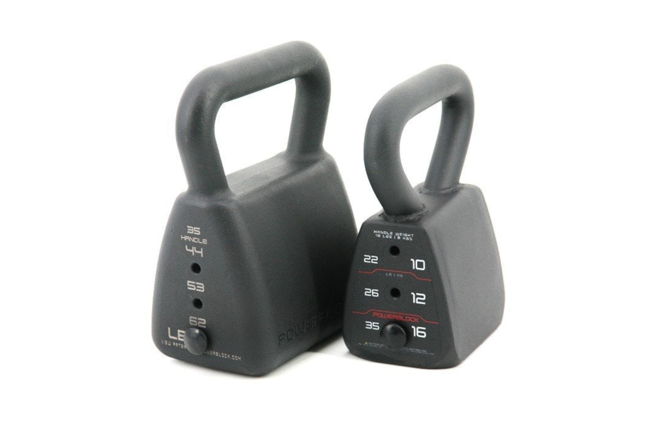 Two PowerBlock Adjustable Kettlebells - Standard and Heavy <black>