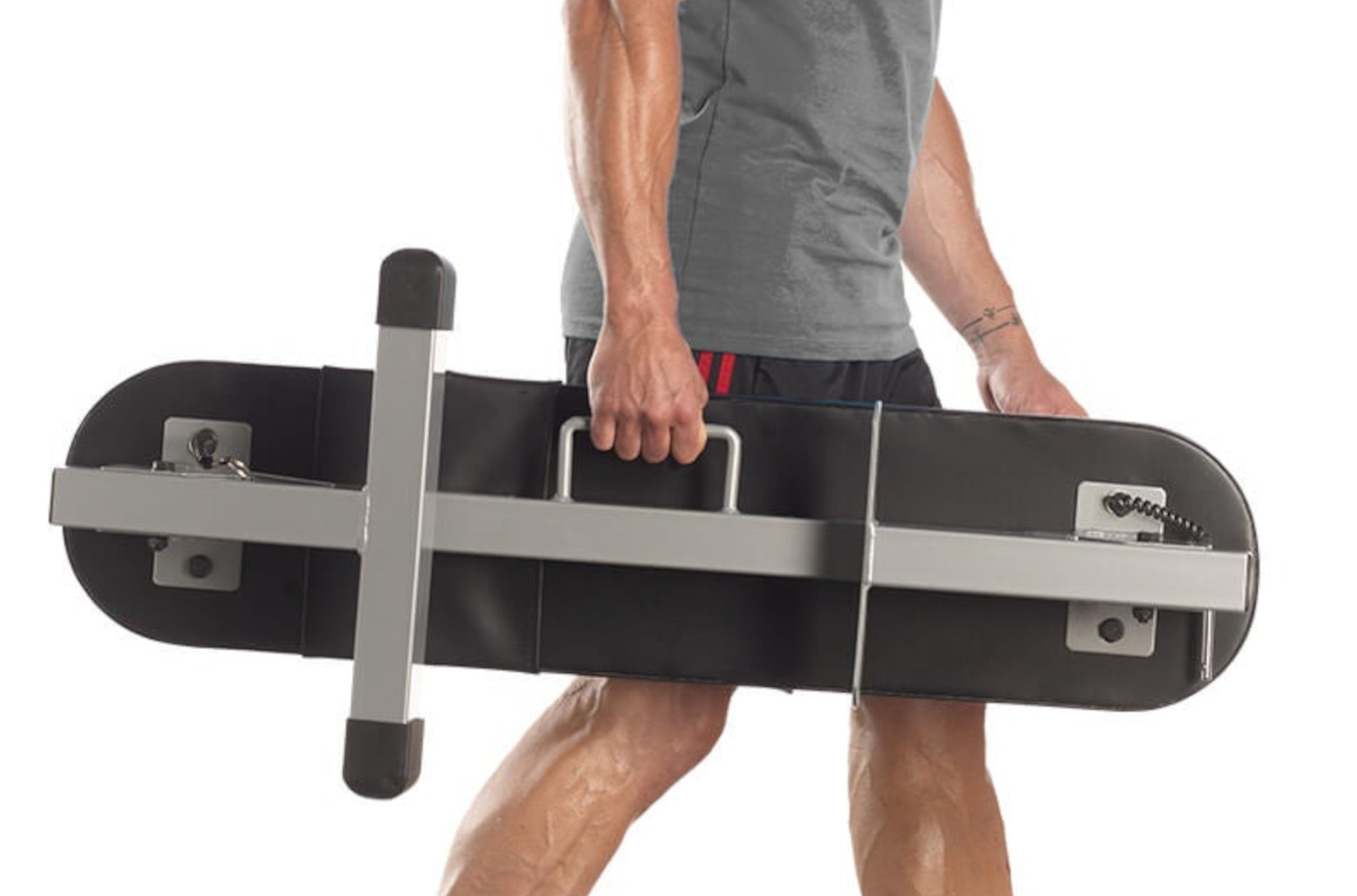 Man Carrying PowerBlock Travel Bench <black>
